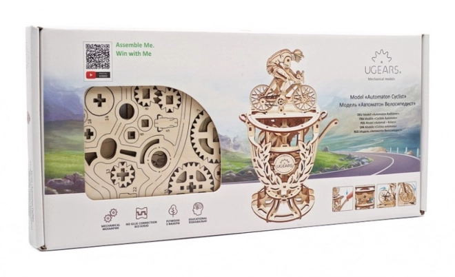 Ugears 3D trælignende mekanisk puslespil Selvkørende cyklist