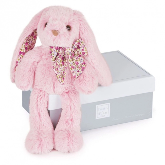 Doudou Histoire d'Ours plysbamse lyserød kanin 25 cm