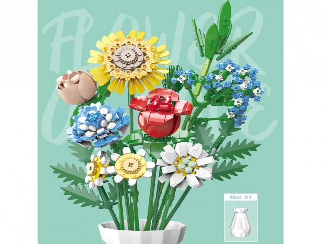 Teknisk byggesæt Engblomster med vase 618 stykker