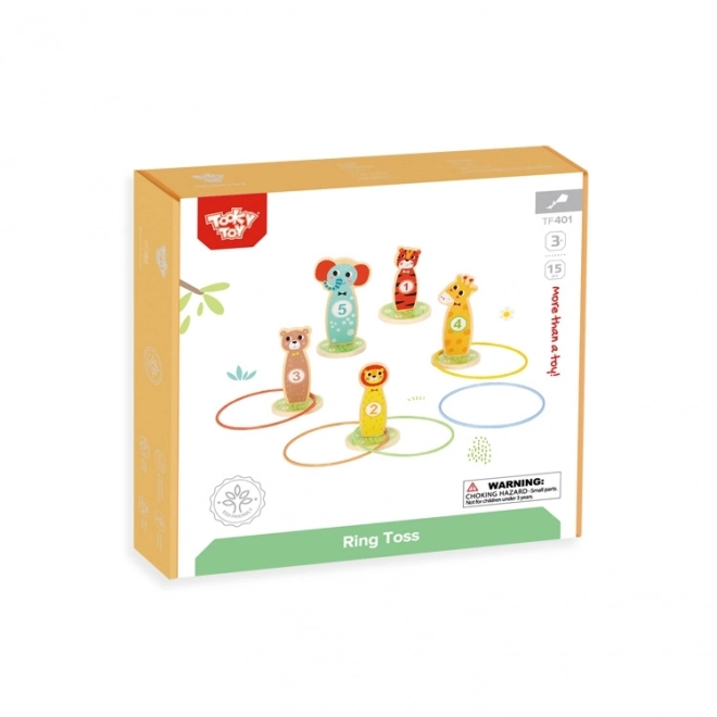 Træ-færdighedsspil Tooky Toy - kast på mål dyr