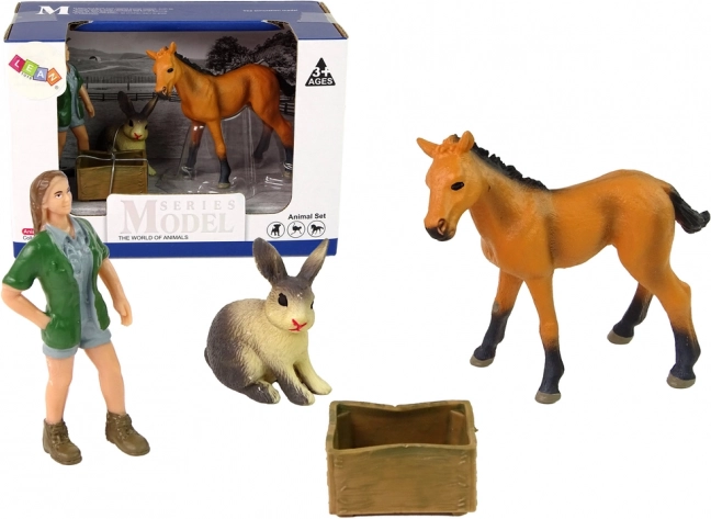Sæt med figurer – lys hest og dyr