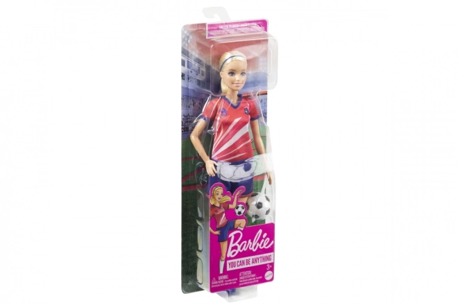 Barbie fodbolddukke i rød uniform