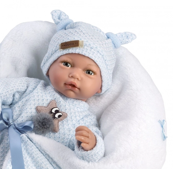 Realistisk babydukke Hugo med lyd og blødt stofkrop - 38 cm