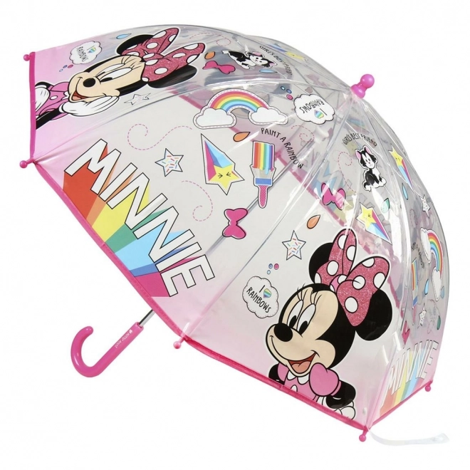 Børne manuel paraply Disney Minnie gennemsigtig