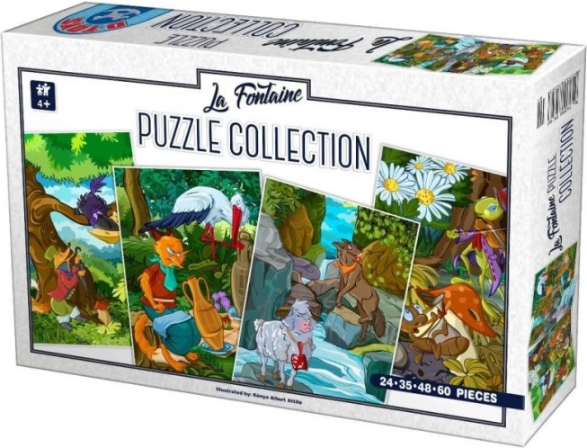 Puslespil La Fontaines fabler 4-i-1 (24, 35, 48, 60 brikker)