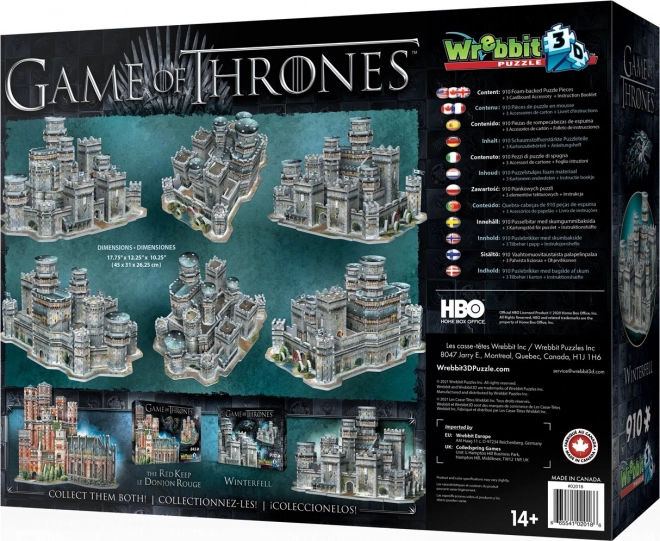 WREBBIT 3D puslespil Game of Thrones: Winterfell 910 brikker
