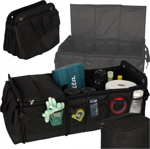 Sammenklappelig bagagerumsorganizer med termotaske XXL 37 × 75 × 32 cm