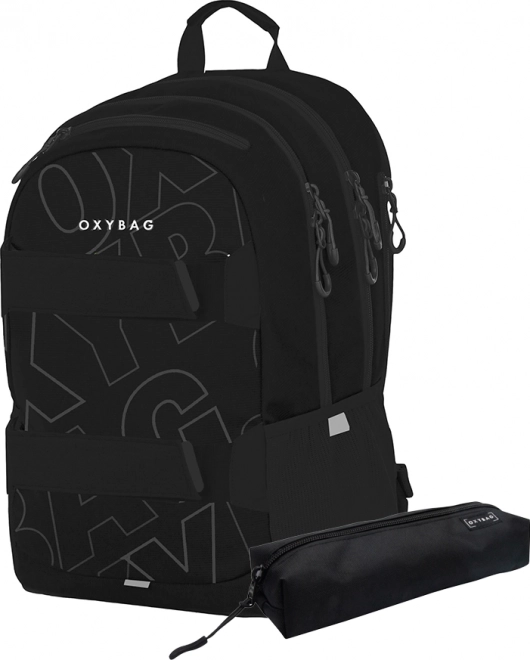 OXYBAG Skolerygsæk + penalhus OXY Sport Font Hvid