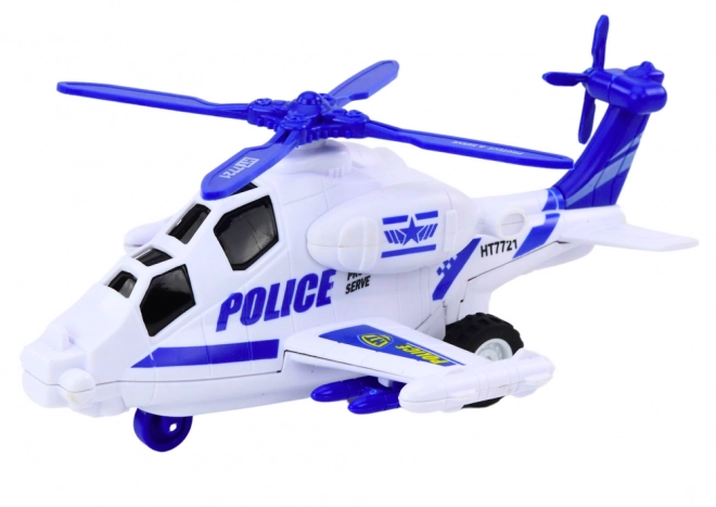 Politihelikopter med friktionsdrev, lys og lyd