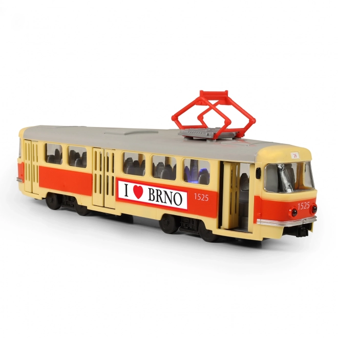 Sporvogn der annoncerer stop på tjekkisk 28 cm BRNO