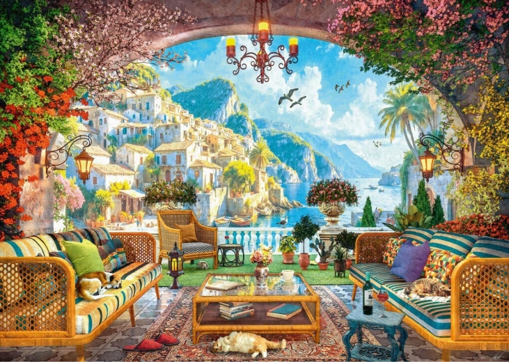 Puzzle RAVENSBURGER Eventyrlig udsigt over Middelhavet, 1000 brikker