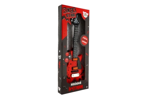 Elektrisk Guitar ROCK STAR plast 58cm med batterier, lyd og lys i boks 24x62x5,5cm
