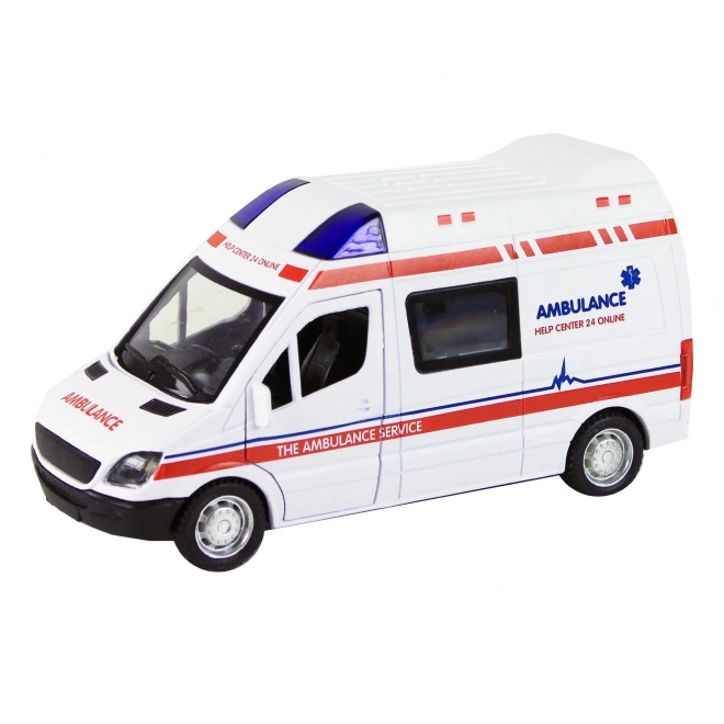 Metal ambulance - bil med lyd og lys
