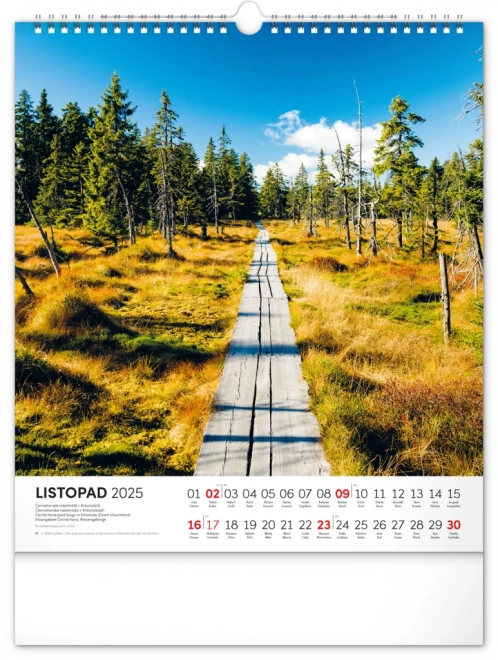 NOTIQUE Vægkalender Rejser gennem det tjekkiske landskab 2025, 30 x 34 cm