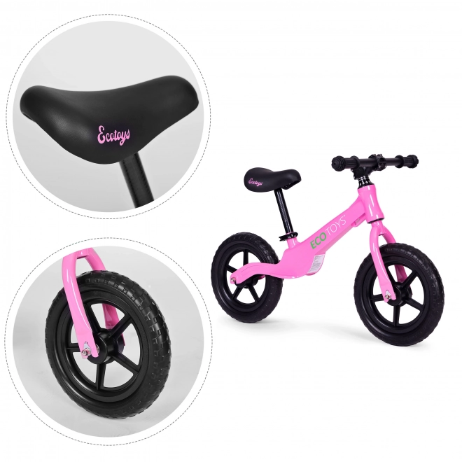 Børns balancecykel, skubbecykel, EVA-hjul ECOTOYS – lyserød