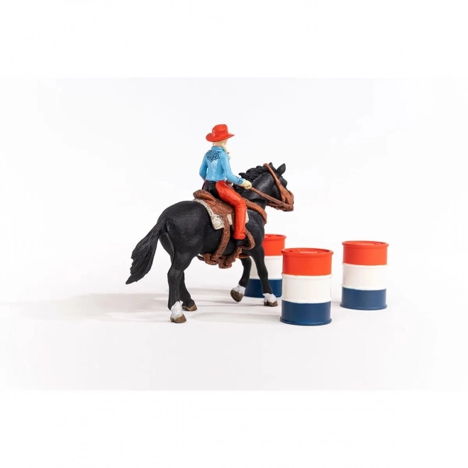 Sæt af figurer Farm World Cowgirl og Løb om Tønden