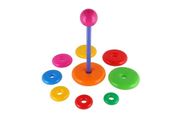 Stabelpyramide med ringe plast 28 cm ass. 2 typer i net 12m+