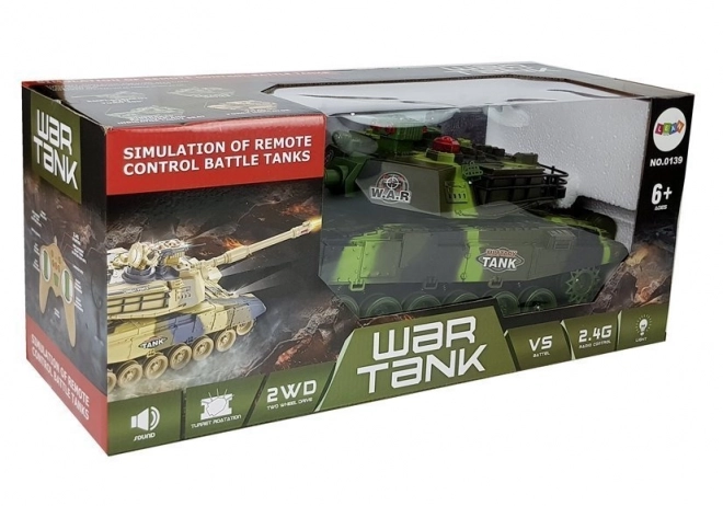 Stor R/C 2,4 GHz fjernstyret tank Lys Lyd Skydning Grøn