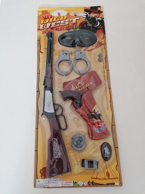 Sæt med pistol, håndjern, revolver