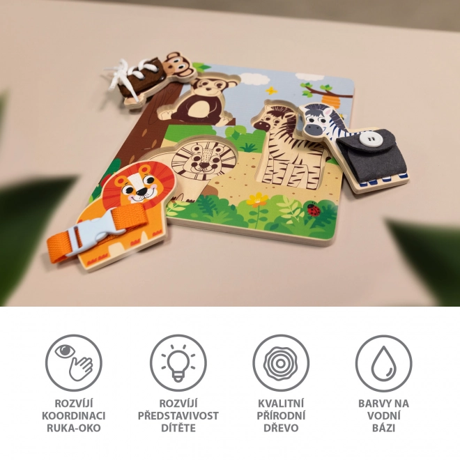 Træ Montessori safari puslespil for børn
