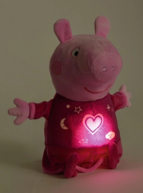 Peppa Pig 2-i-1 plys godnatursklud, med musik + lys, lyserød, 25 cm