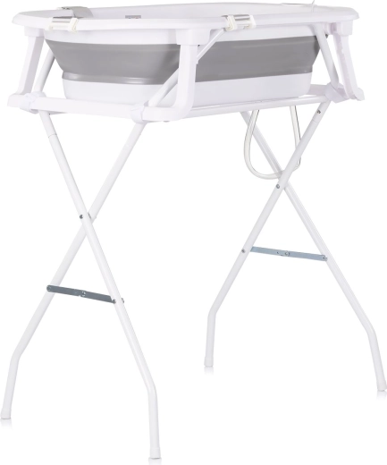 Chipolino sammenklappeligt babybadekar med pude og stativ Malibu grå