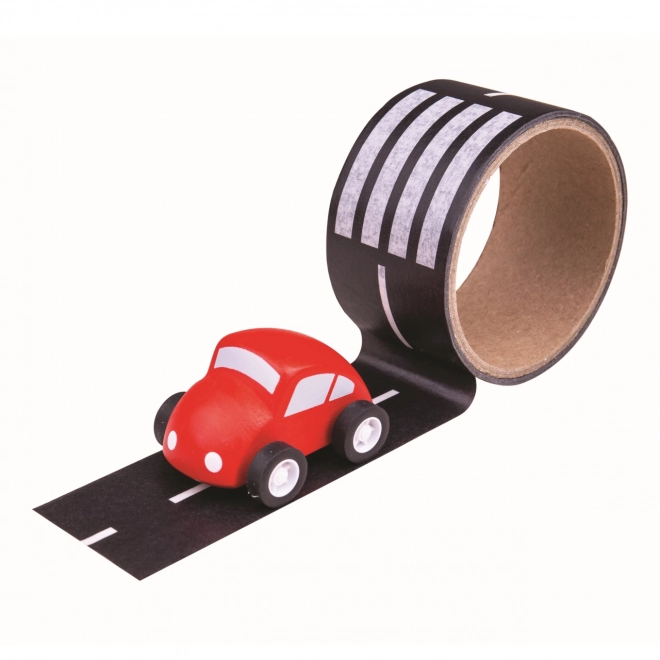 Sæt med tape-bane og bil fra Bigjigs Toys