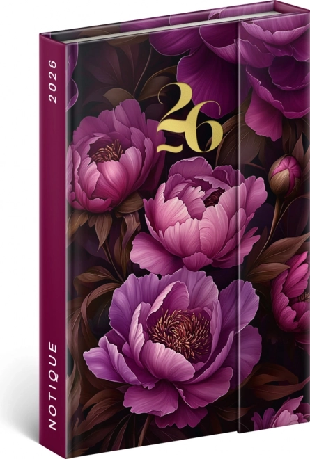 Magnetisk ugeterminkalender Lilla blomster 2026, 11 x 16 cm