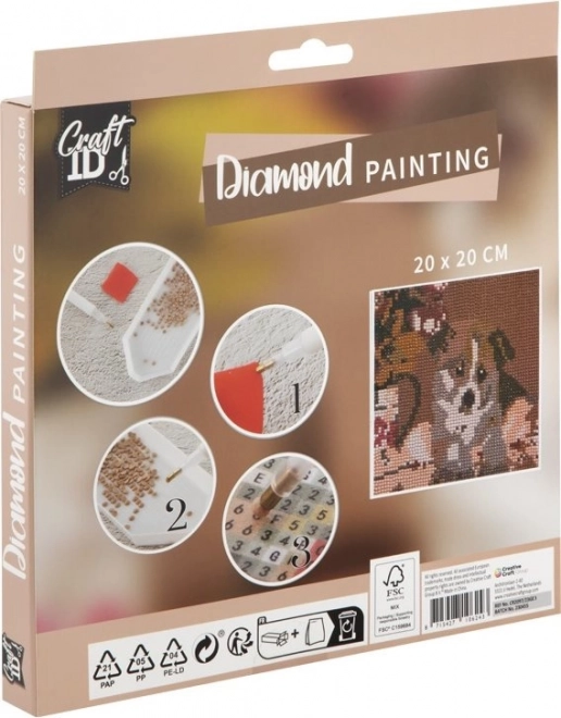 GRAFIX Diamantmaling Sød Hvalp 20x20cm