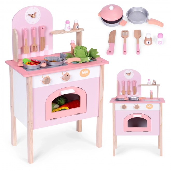 Børnekøkken lyserød med 8 tilbehør ECOTOYS