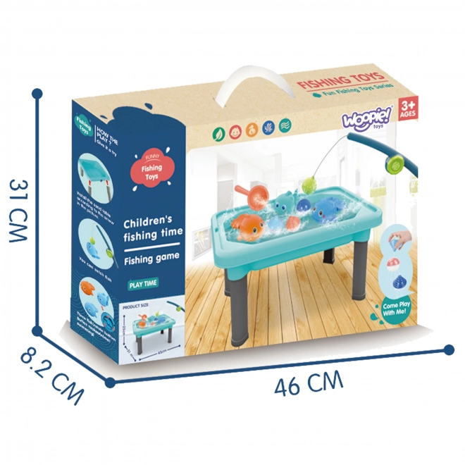 Woopie legebord 3i1 med vand, sandkasse og fiskeri 6 stk