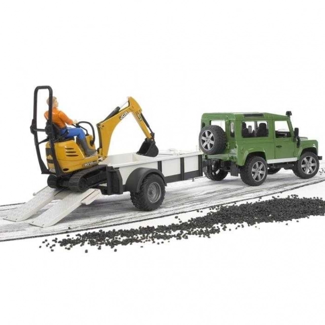Legetøjssæt Bruder SUV og JCB minigraver med trailer