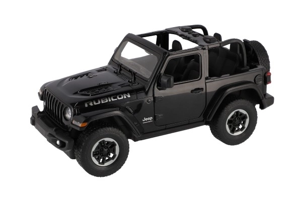 Auto RC Jeep Wrangler Rubicon sort plast 29cm 2,4GHz fjernbetjent. på batteri i æske 44x19x26cm