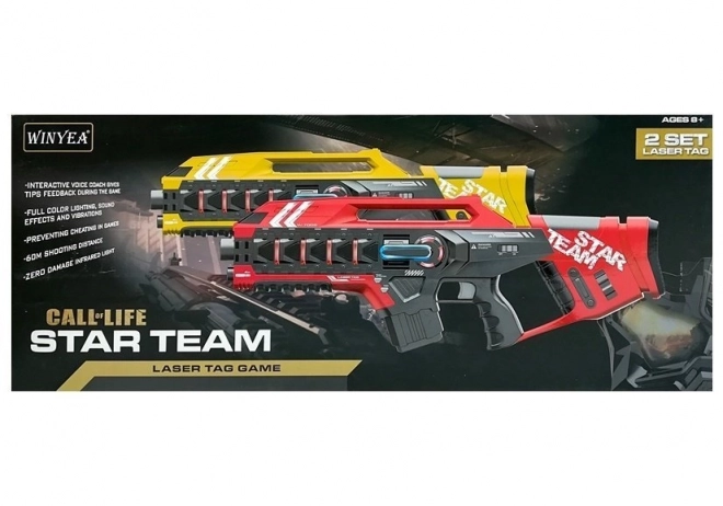 Sæt med laser tag rifler til 4 hold i to farver