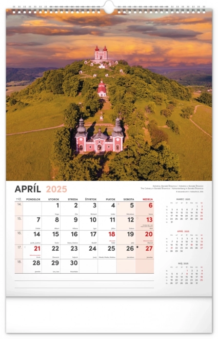 Vægkalender Vores Slovakiet 2025, 33 × 46 cm