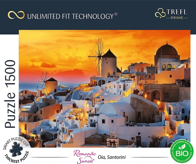 Romantisk solnedgangspuslespil Santorini 1500 brikker