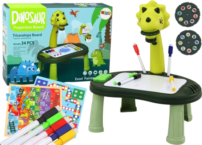 Børne-dinosaurprojektor til tegning 2-i-1 med bord og brætspil