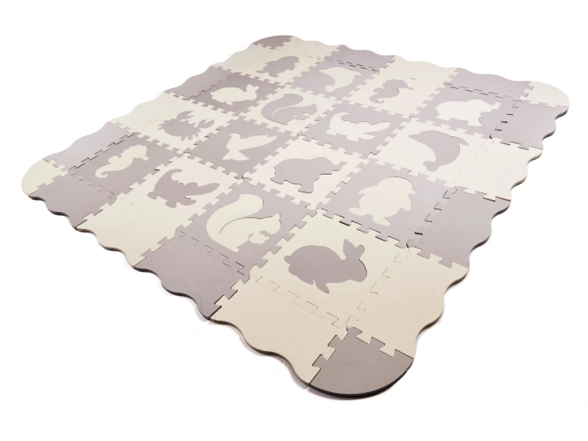 Kontrastfarvede beige skumpuslespil med dyr