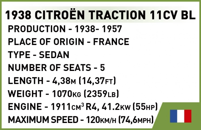 COBI 2266 1938 Citroën Traction 11CV, 1:35, 236 kl, 1 f