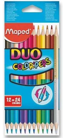 Ergonomiske trekantede farveblyanter DUO Color'Peps 12 stk.