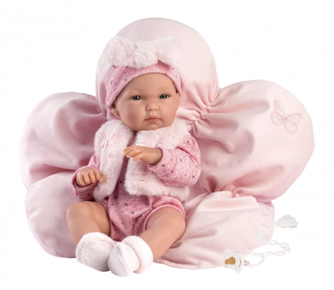 Llorens 63592 NEW BORN PIGE - realistisk babydokke med hele kroppen i vinyl - 35 cm