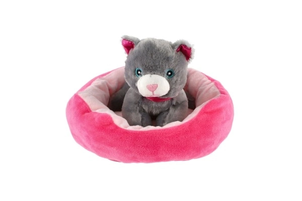 Lille hund i rede plys 4 farver 22x24cm 24m+