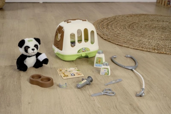 Dyrlægeudstyr med panda og transportboks 2 i 1