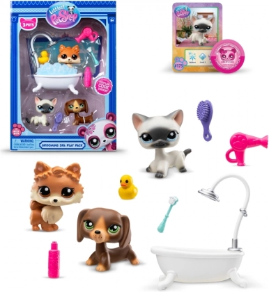 Littlest Pet Shop badeværelsessæt med 3 kæledyr