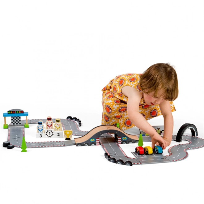 Bigjigs Rail Træ Racerdag Autodræs