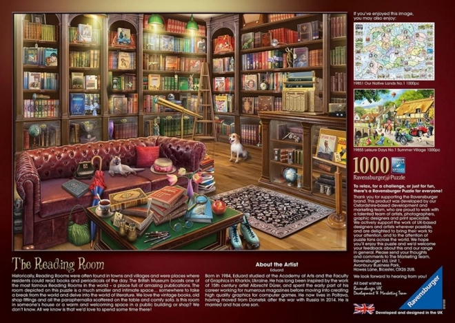 Puzzle hyggeligt bibliotek 1000 brikker Ravensburger