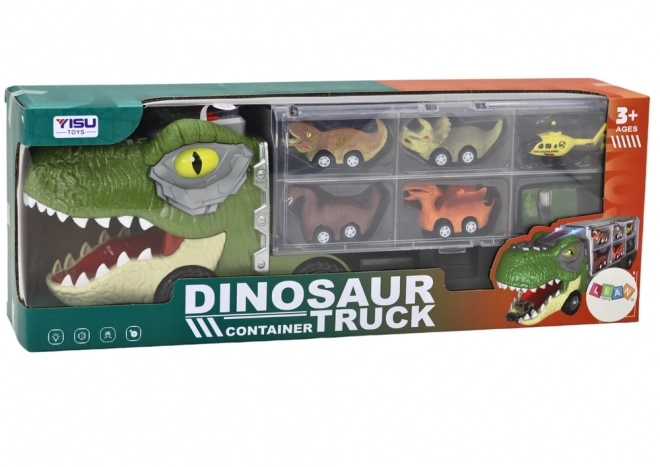 Dinosaur Transport Lastbil 6stk Lys Lyd Grøn