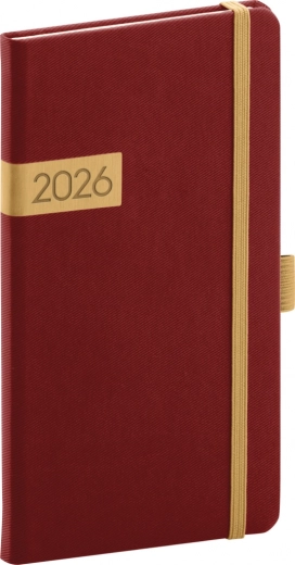 Lommediary Twill bordeaux-guld 2026