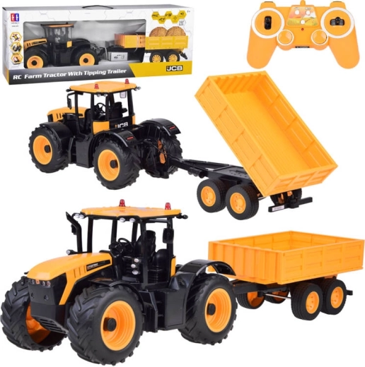 JCB traktor med fjernbetjent tiptrailer Double E 1:16 RC0670