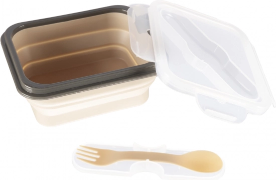 Silikone-madkasse med bestik lille, Sand Beige